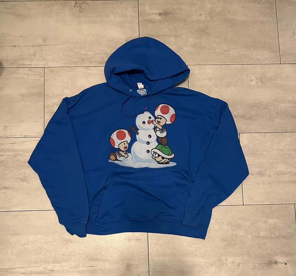 Nintendo Super Mario Frosty Toad Blue Hoodie XL